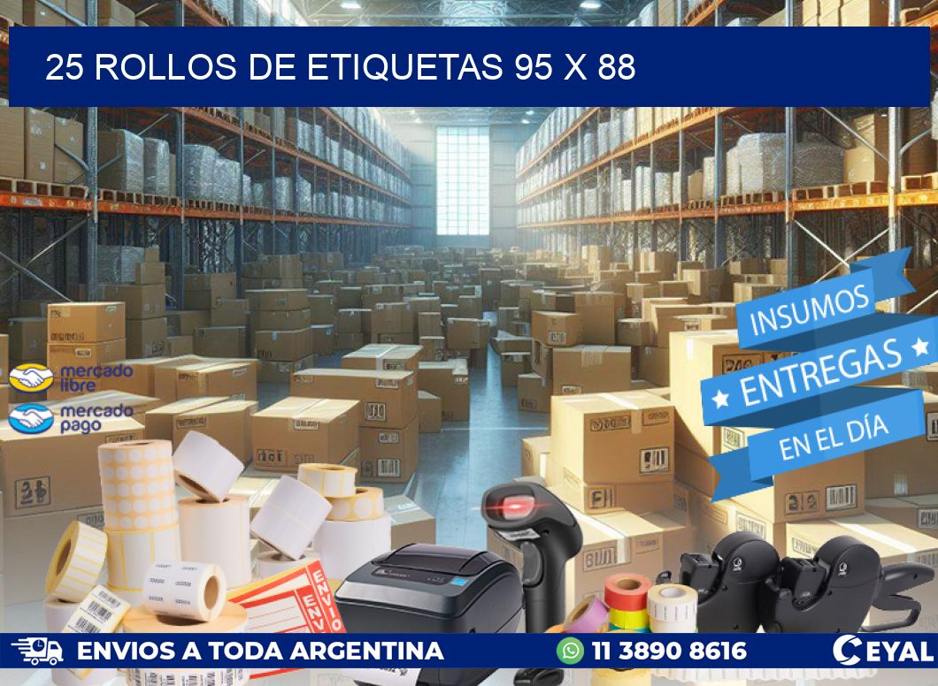 25 ROLLOS DE ETIQUETAS 95 x 88