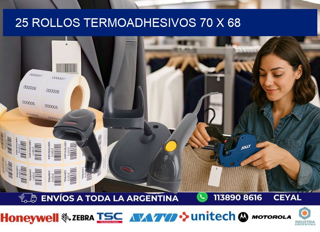 25 ROLLOS TERMOADHESIVOS 70 x 68