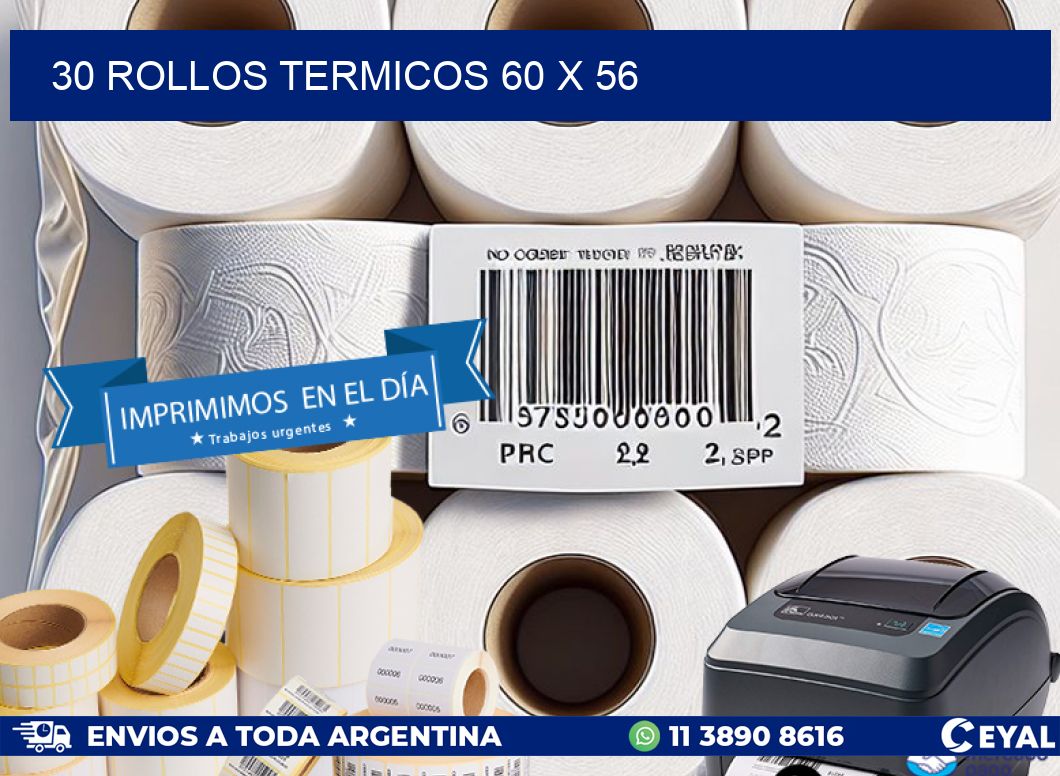 30 ROLLOS TERMICOS 60 x 56