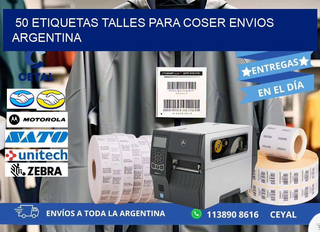 50 ETIQUETAS TALLES PARA COSER ENVIOS ARGENTINA