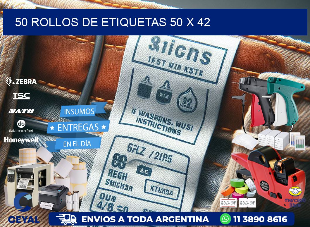 50 ROLLOS DE ETIQUETAS 50 x 42