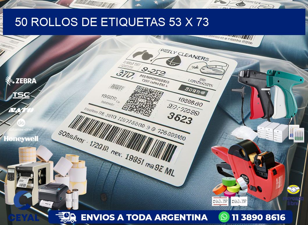 50 ROLLOS DE ETIQUETAS 53 x 73