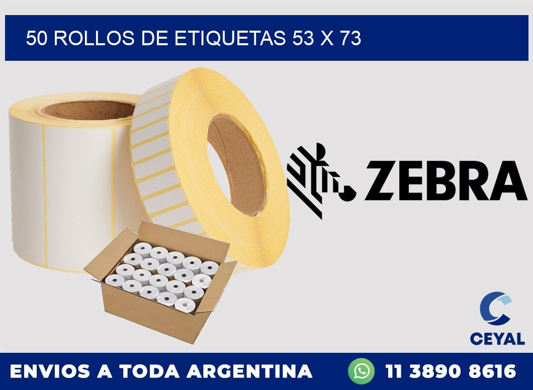 50 ROLLOS DE ETIQUETAS 53 x 73