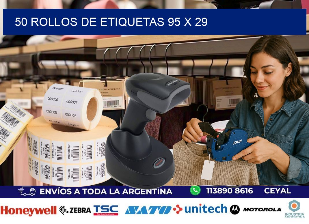 50 ROLLOS DE ETIQUETAS 95 x 29