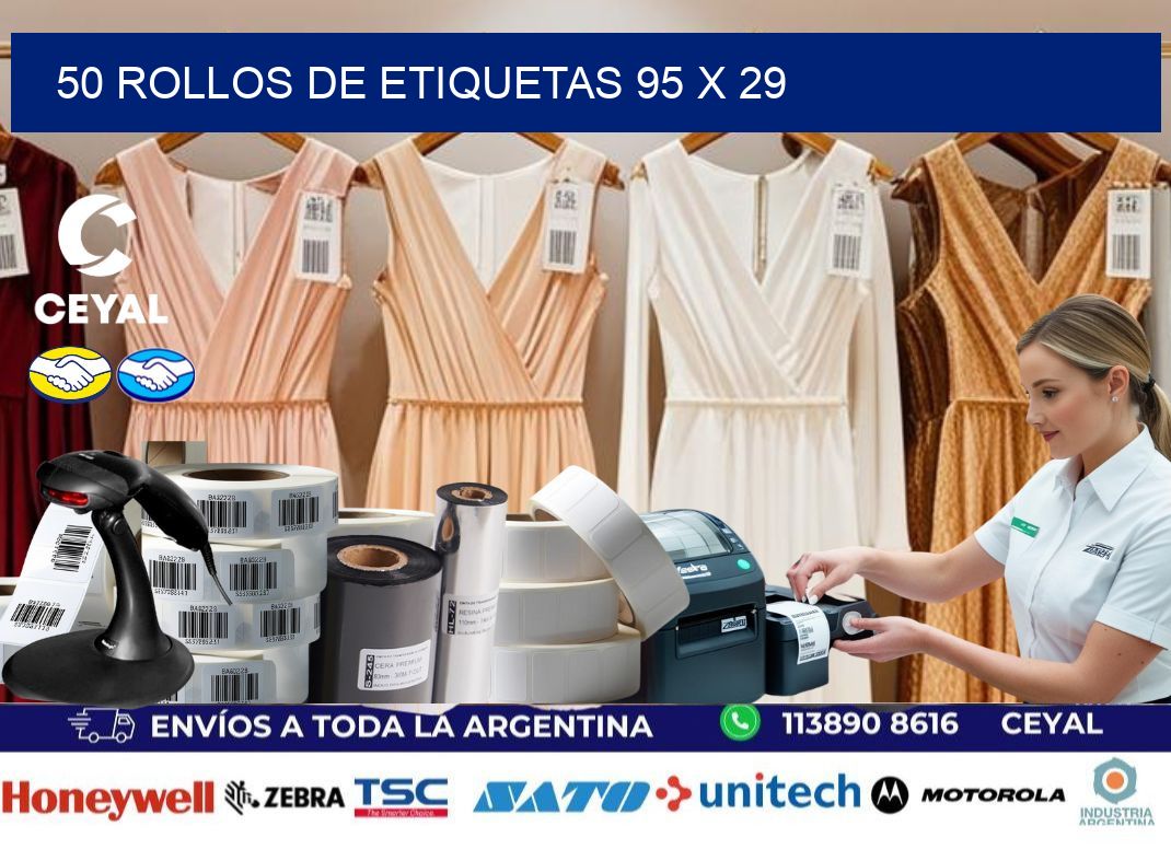 50 ROLLOS DE ETIQUETAS 95 x 29
