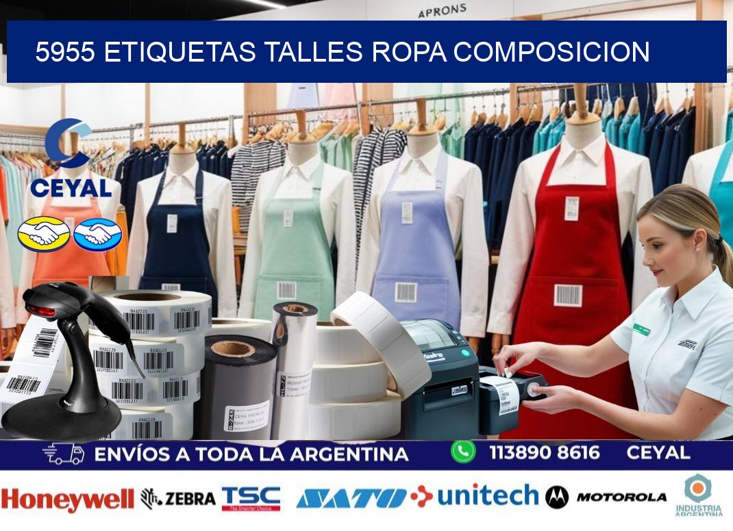 5955 ETIQUETAS TALLES ROPA COMPOSICION