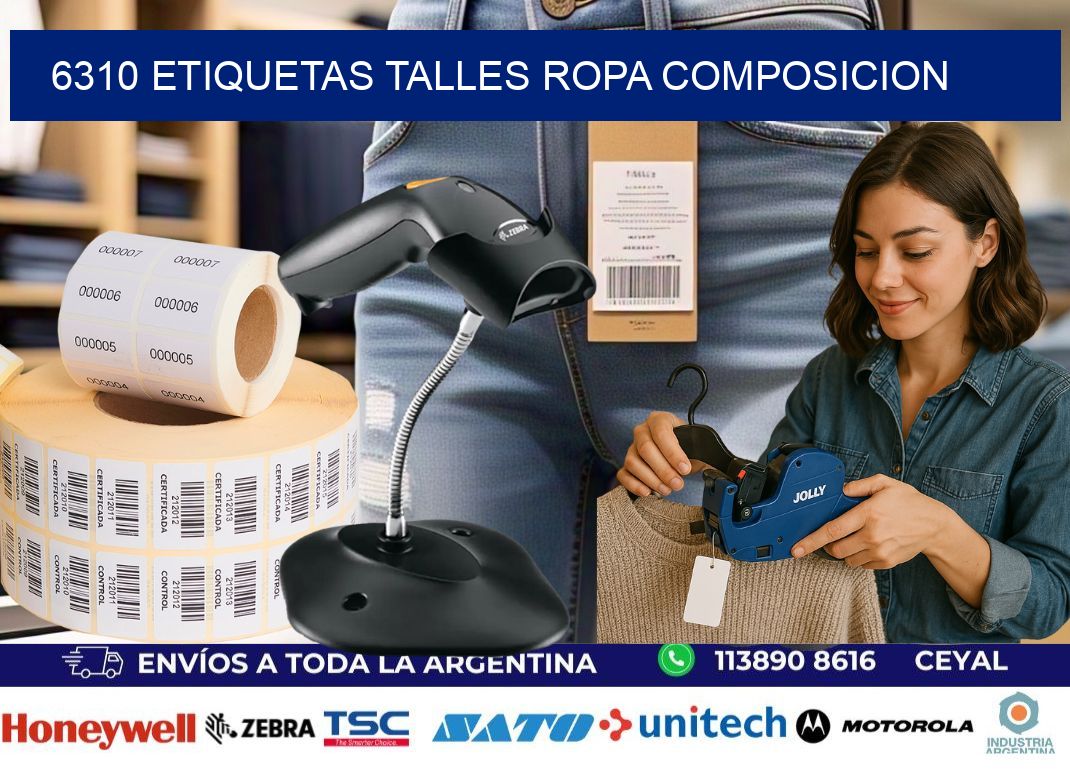 6310 ETIQUETAS TALLES ROPA COMPOSICION