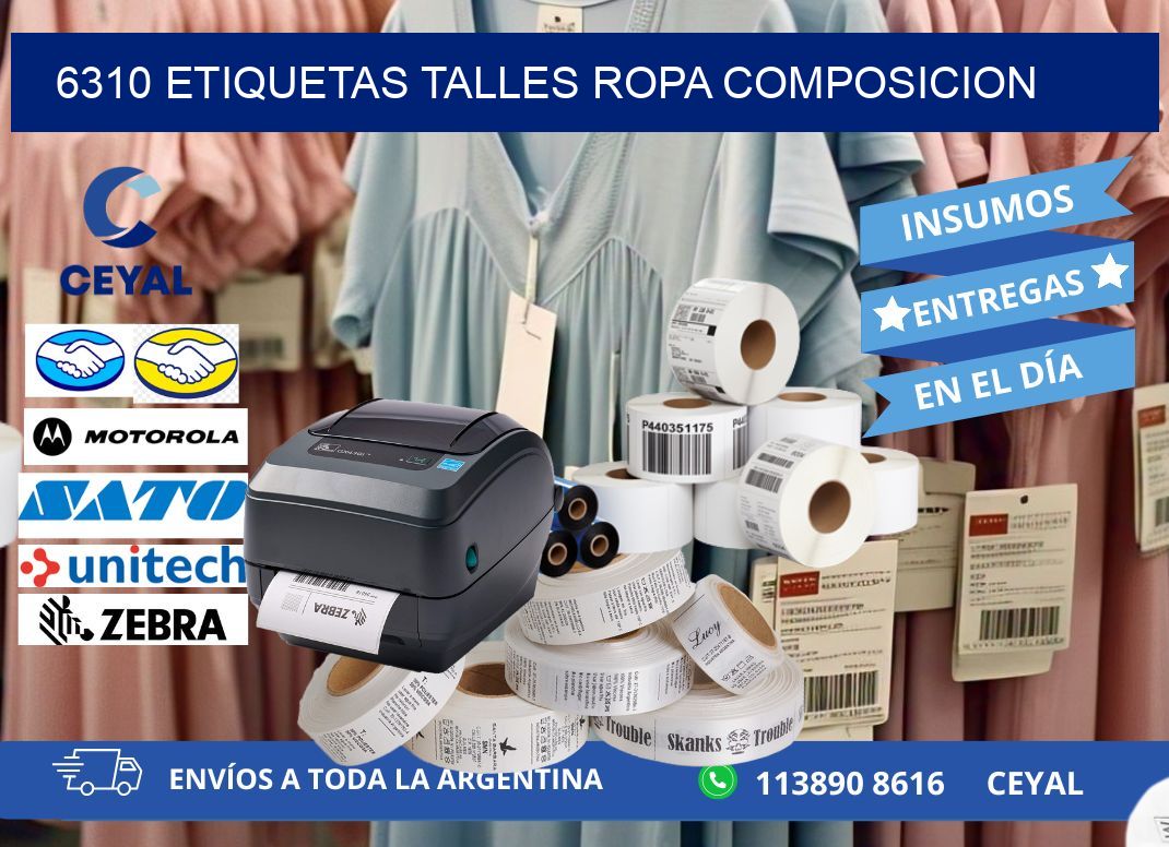 6310 ETIQUETAS TALLES ROPA COMPOSICION
