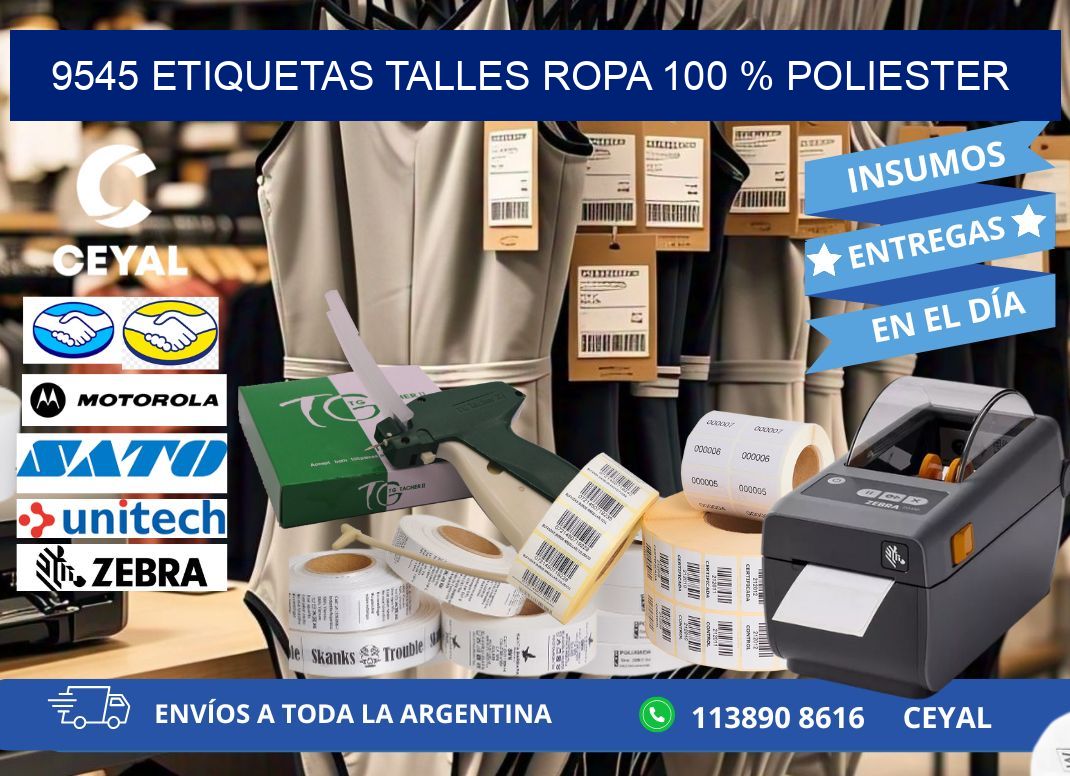 9545 ETIQUETAS TALLES ROPA 100 % POLIESTER