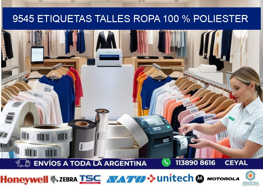 9545 ETIQUETAS TALLES ROPA 100 % POLIESTER