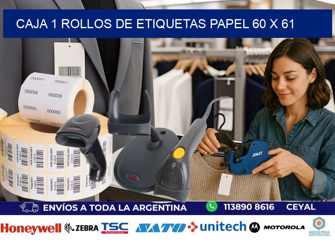 CAJA 1 ROLLOS DE ETIQUETAS PAPEL 60 x 61