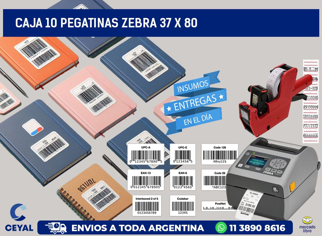 CAJA 10 PEGATINAS ZEBRA 37 x 80