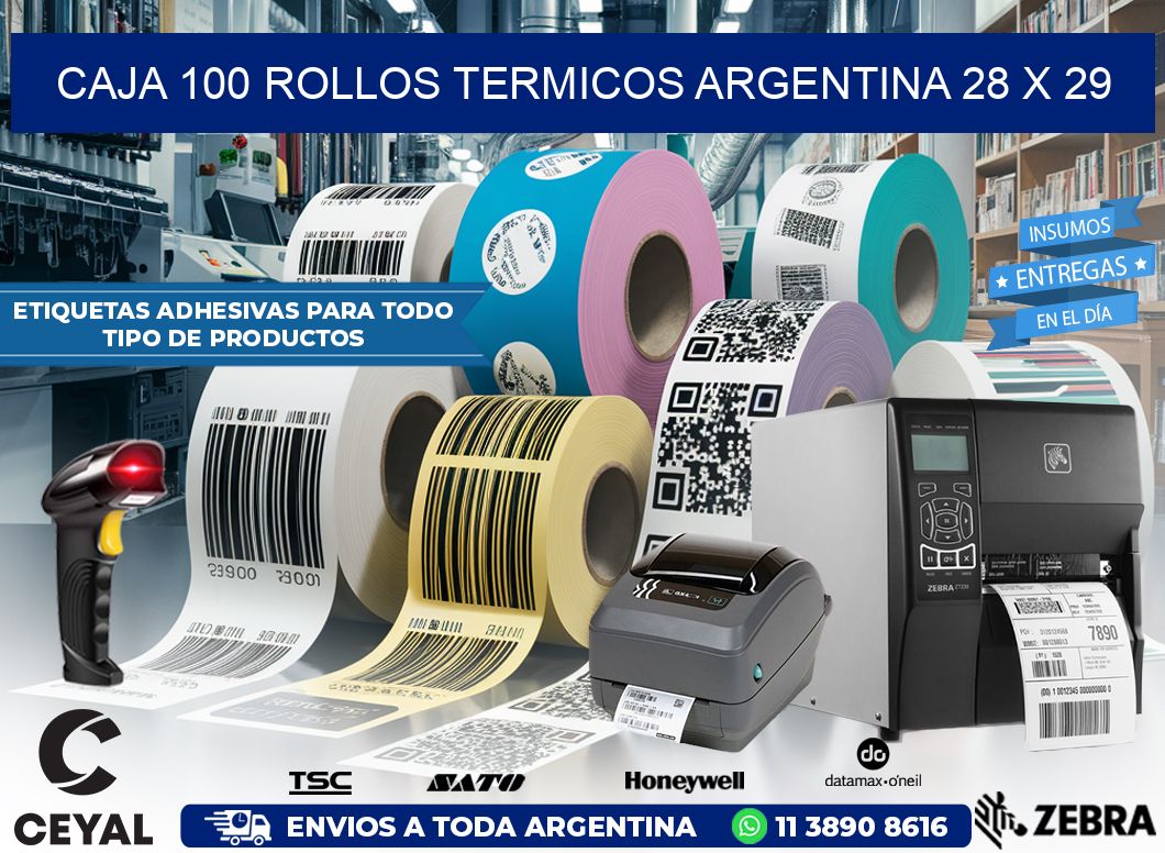 CAJA 100 ROLLOS TERMICOS ARGENTINA 28 x 29
