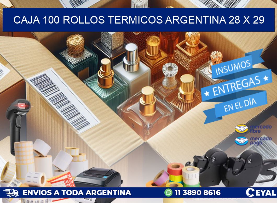 CAJA 100 ROLLOS TERMICOS ARGENTINA 28 x 29