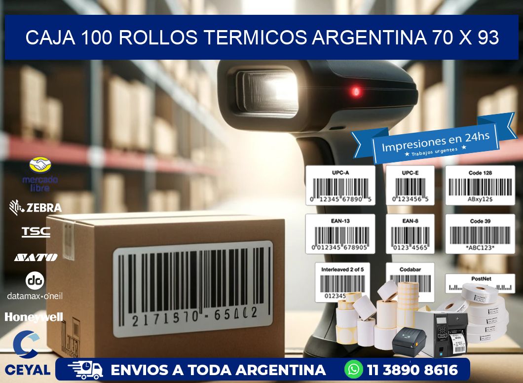 CAJA 100 ROLLOS TERMICOS ARGENTINA 70 x 93