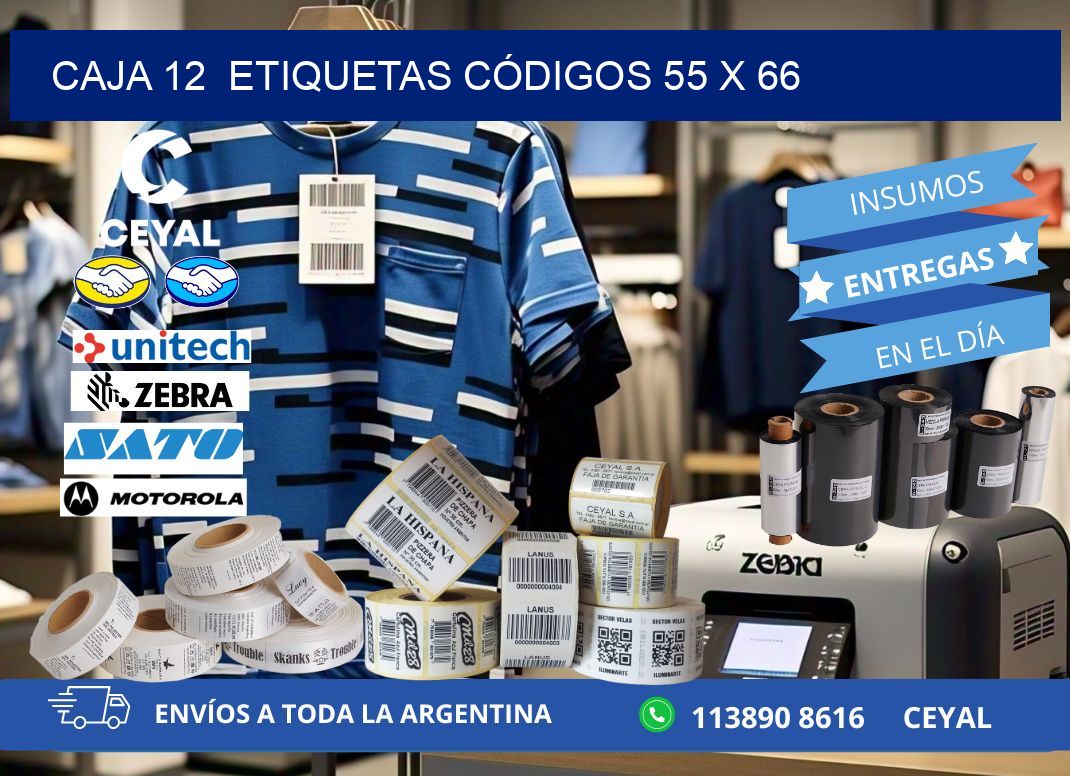 CAJA 12 ETIQUETAS CÓDIGOS 55 x 66