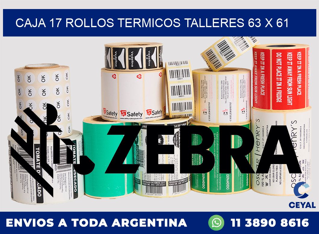 CAJA 17 ROLLOS TERMICOS TALLERES 63 x 61