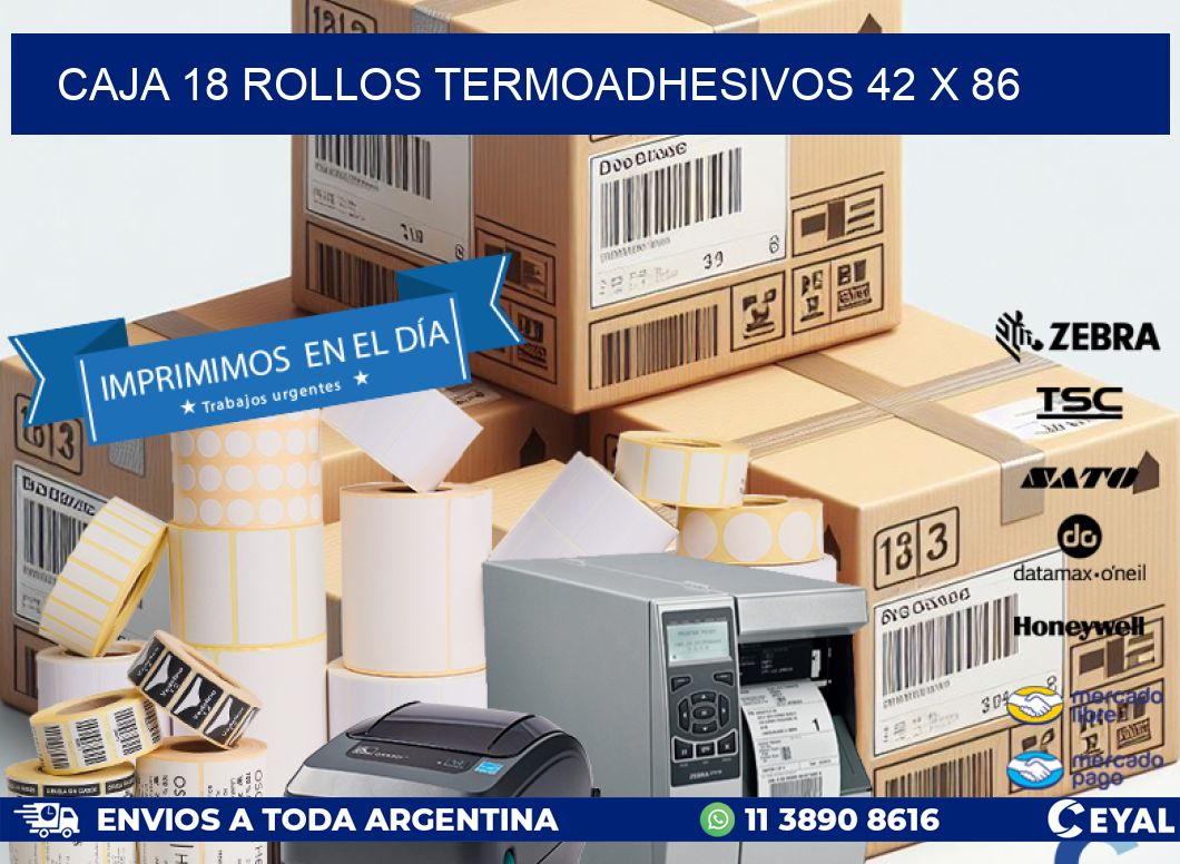 CAJA 18 ROLLOS TERMOADHESIVOS 42 x 86