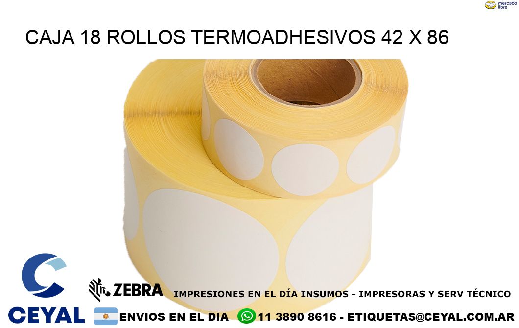 CAJA 18 ROLLOS TERMOADHESIVOS 42 x 86