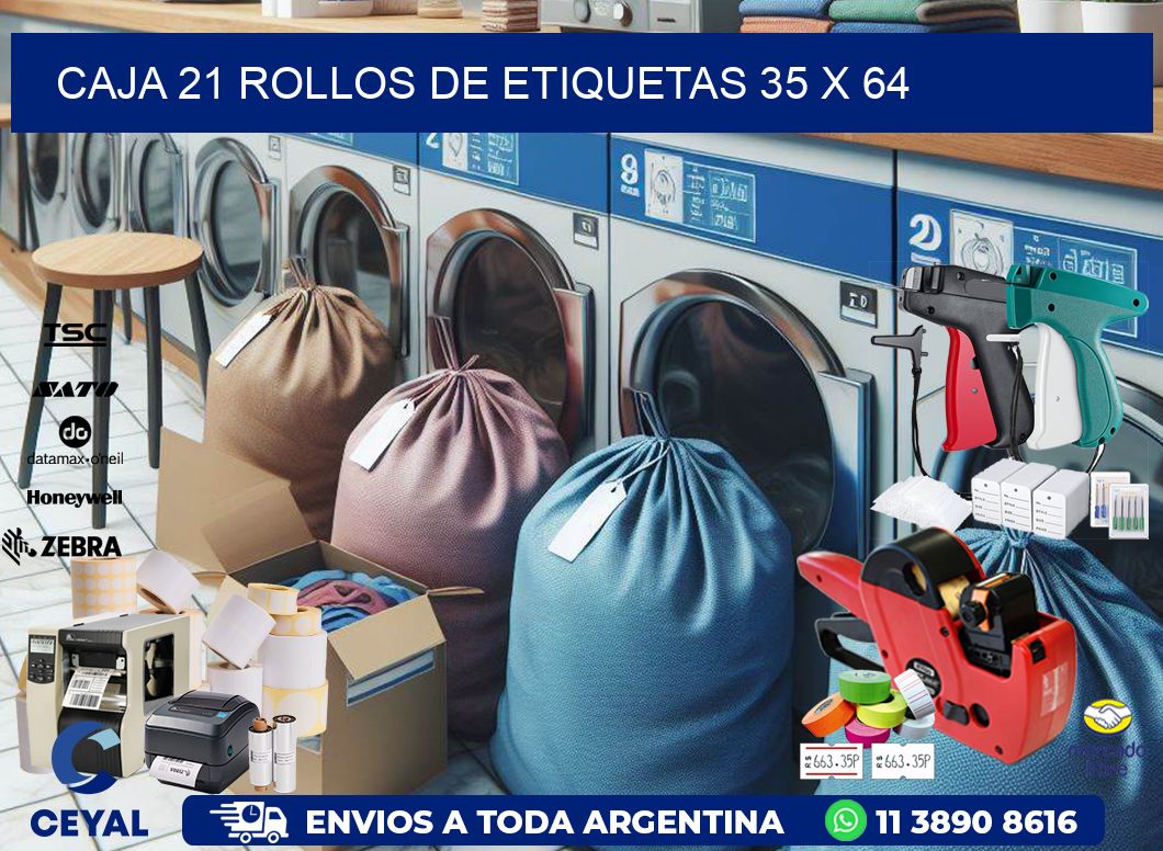 CAJA 21 ROLLOS DE ETIQUETAS 35 x 64