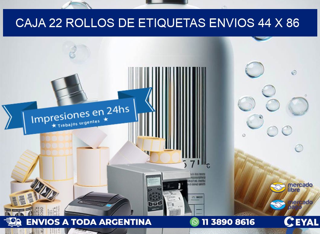 CAJA 22 ROLLOS DE ETIQUETAS ENVIOS 44 x 86
