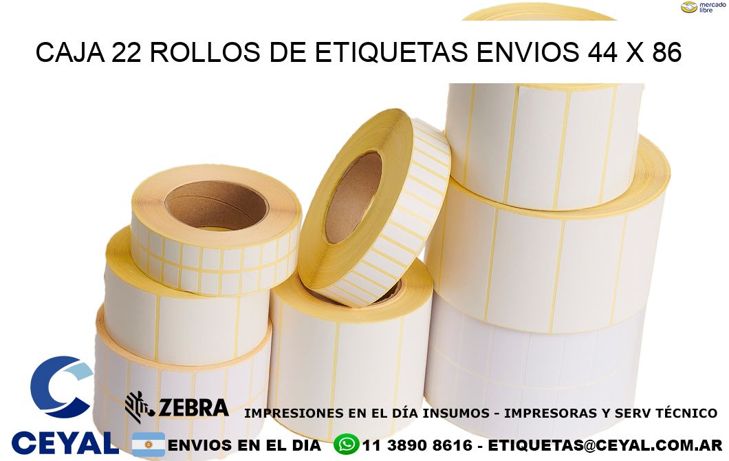 CAJA 22 ROLLOS DE ETIQUETAS ENVIOS 44 x 86