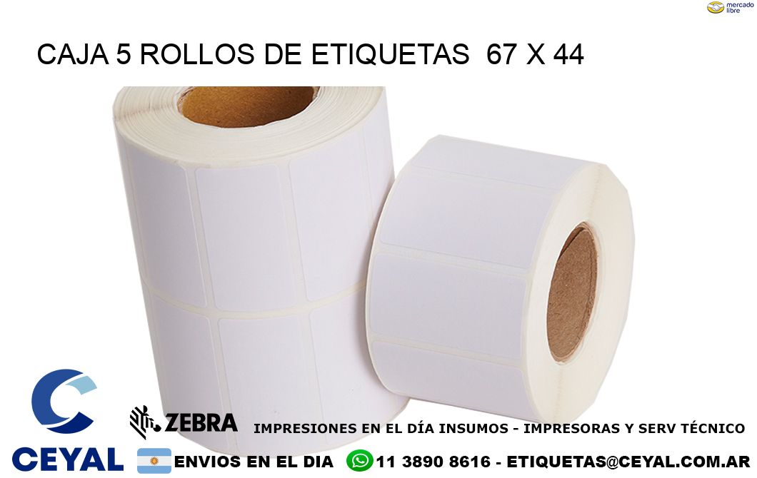 CAJA 5 ROLLOS DE ETIQUETAS  67 x 44