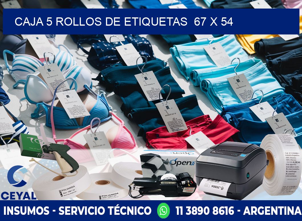 CAJA 5 ROLLOS DE ETIQUETAS  67 x 54