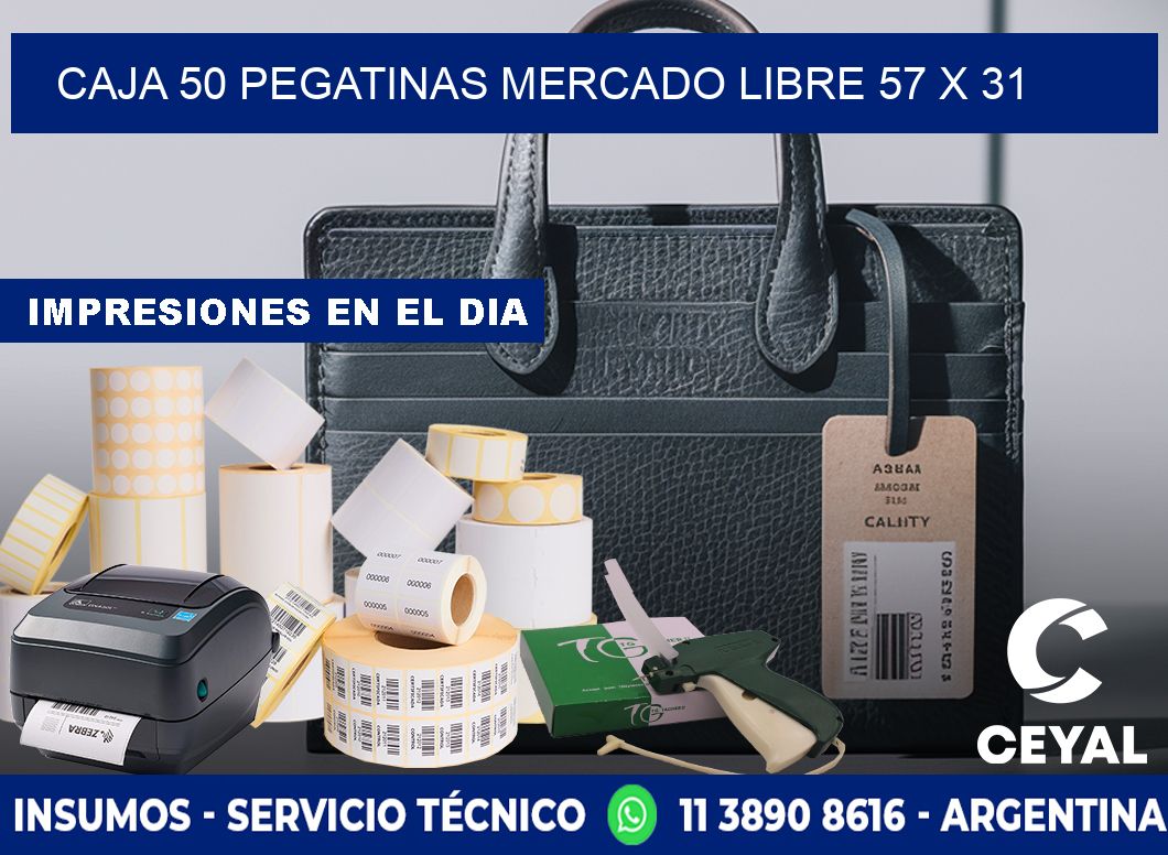CAJA 50 PEGATINAS MERCADO LIBRE 57 x 31