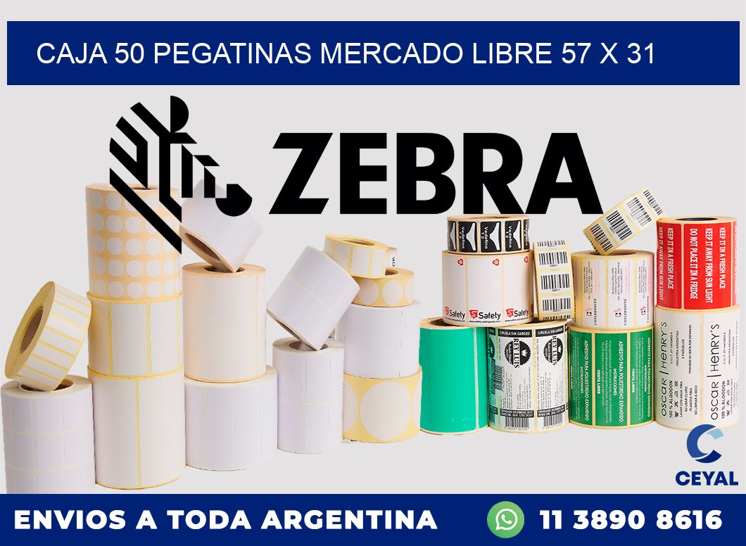 CAJA 50 PEGATINAS MERCADO LIBRE 57 x 31