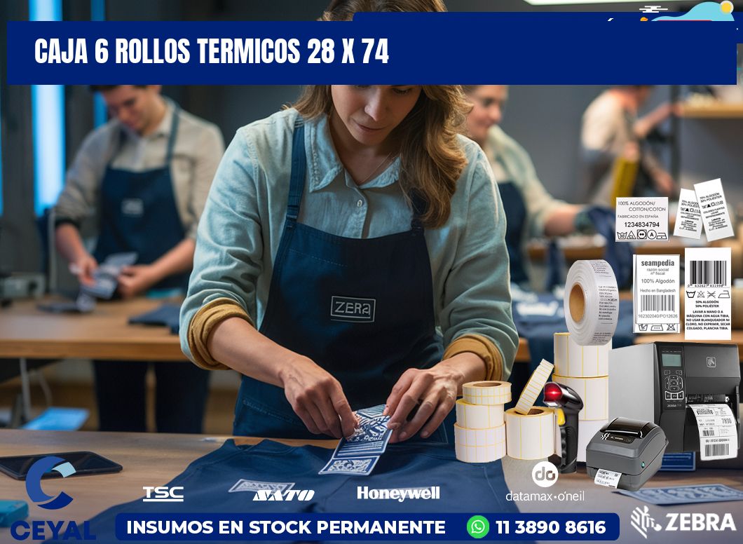 CAJA 6 ROLLOS TERMICOS 28 x 74