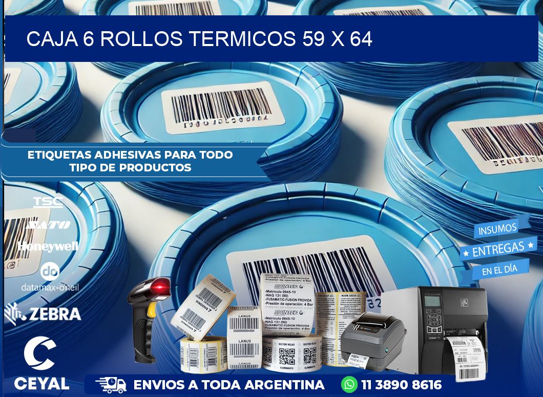 CAJA 6 ROLLOS TERMICOS 59 x 64