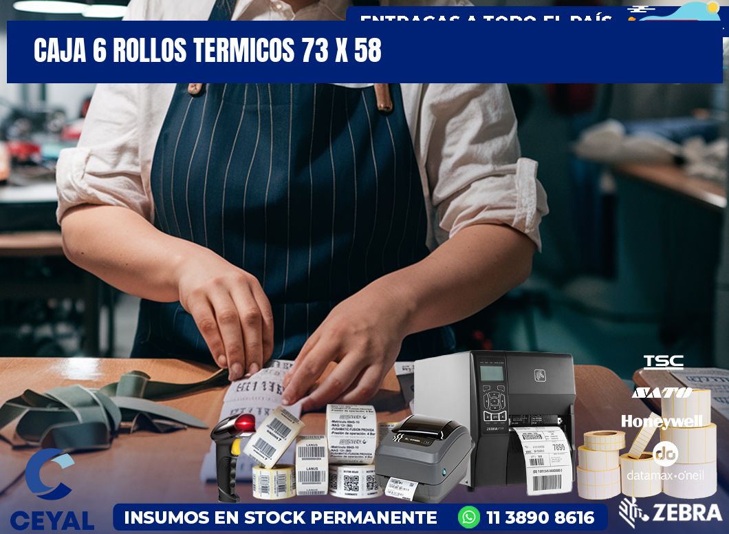 CAJA 6 ROLLOS TERMICOS 73 x 58