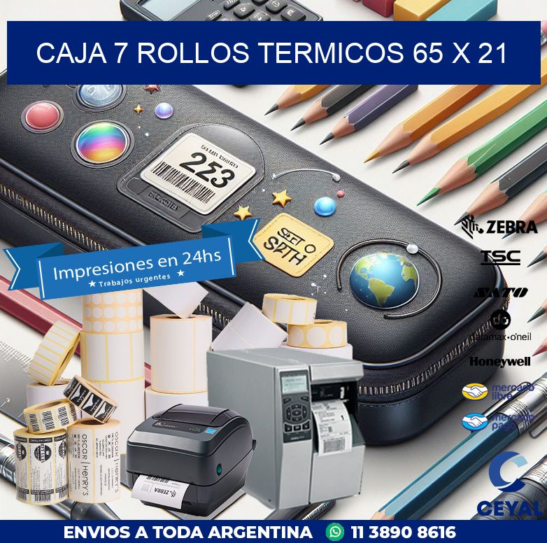 CAJA 7 ROLLOS TERMICOS 65 x 21