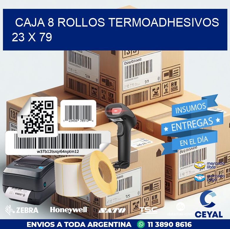 CAJA 8 ROLLOS TERMOADHESIVOS 23 x 79