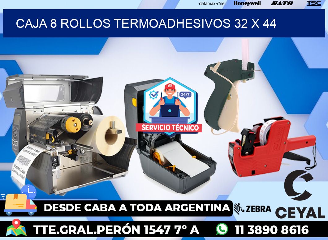CAJA 8 ROLLOS TERMOADHESIVOS 32 x 44