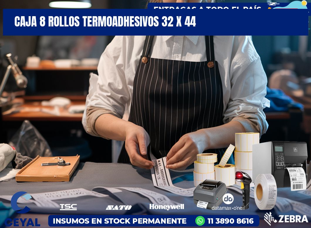 CAJA 8 ROLLOS TERMOADHESIVOS 32 x 44