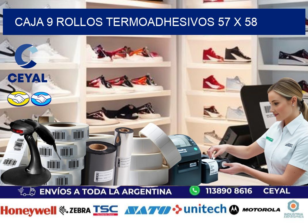 CAJA 9 ROLLOS TERMOADHESIVOS 57 x 58