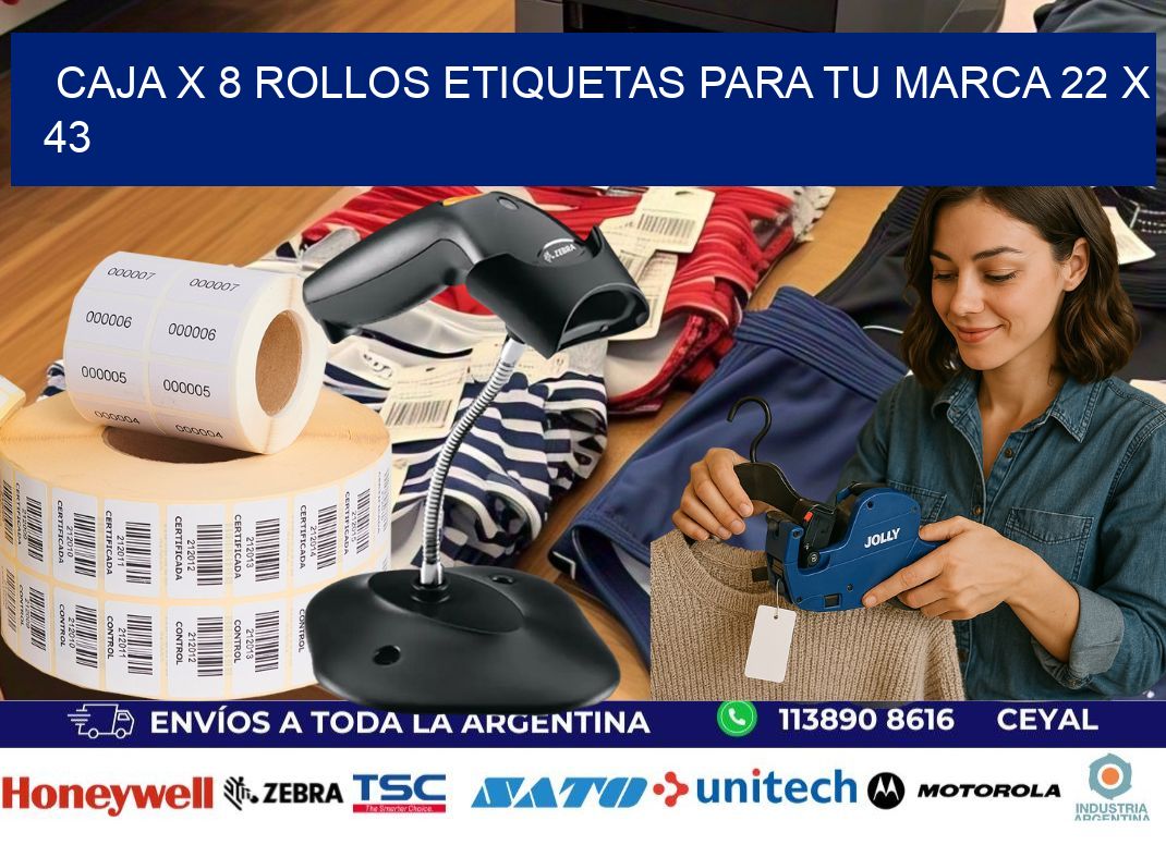 Caja X 8 Rollos Etiquetas para tu marca 22 x 43
