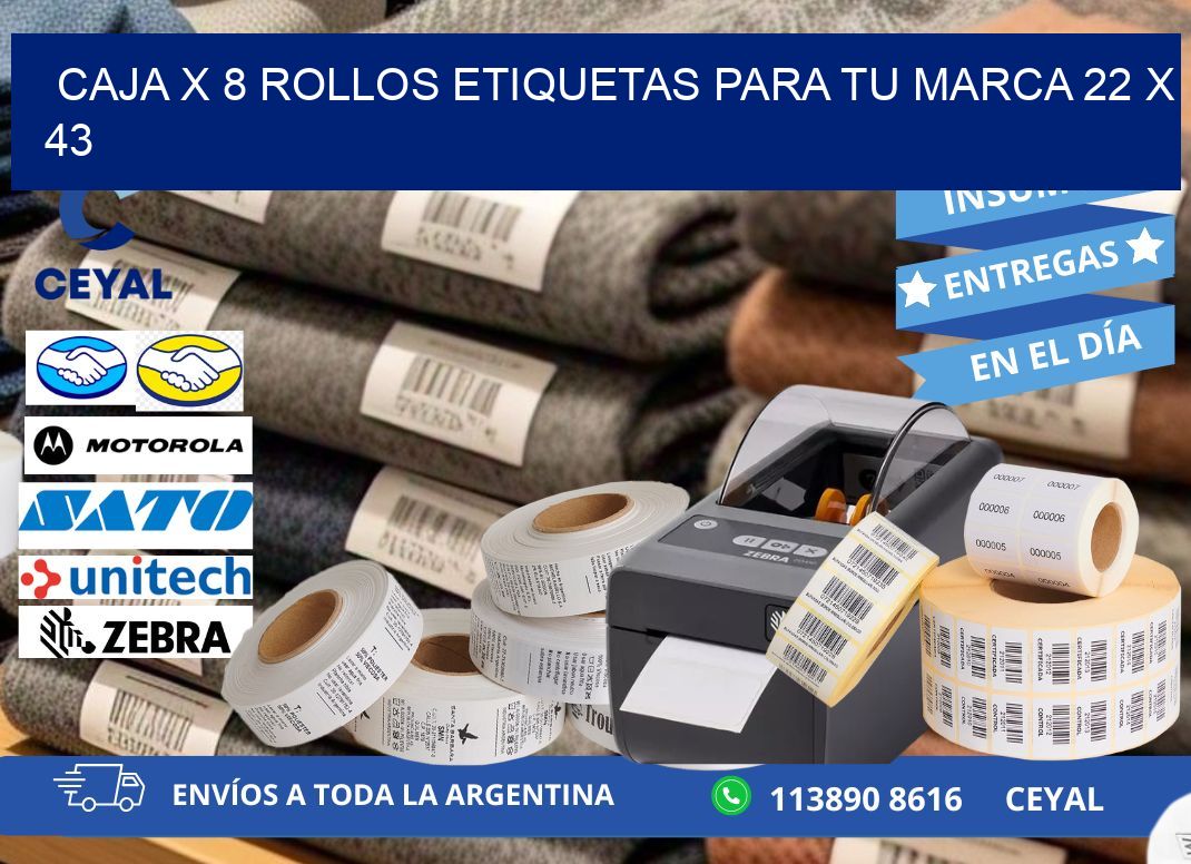 Caja X 8 Rollos Etiquetas para tu marca 22 x 43