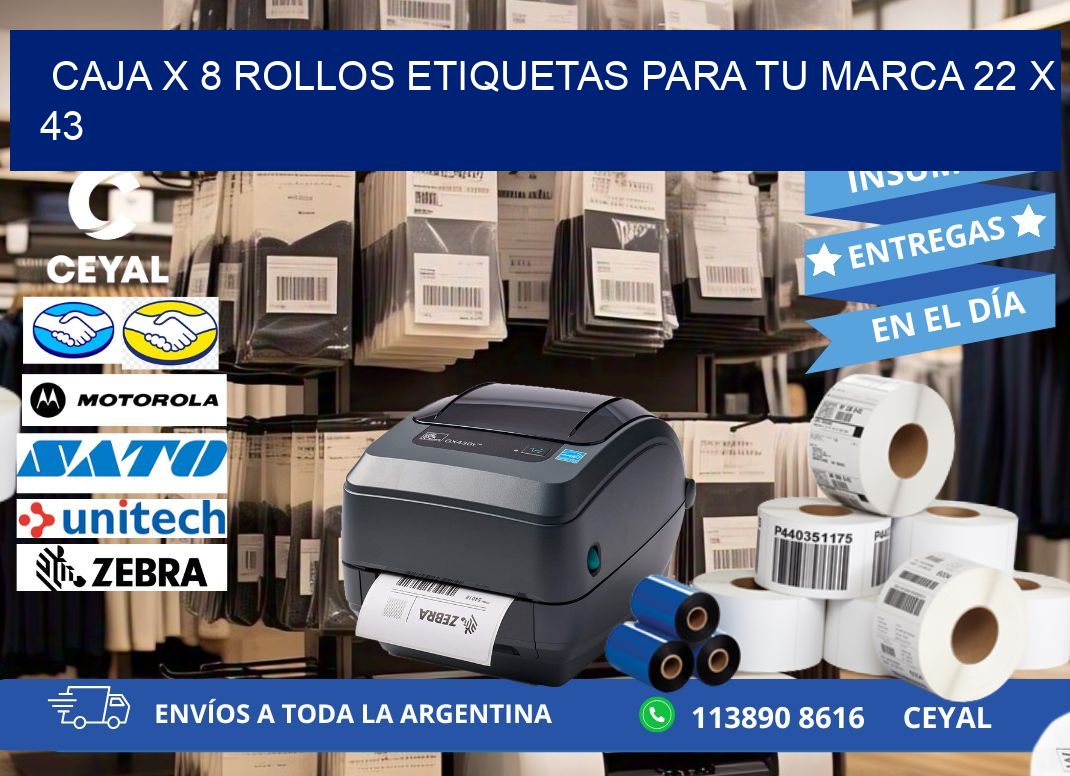 Caja X 8 Rollos Etiquetas para tu marca 22 x 43