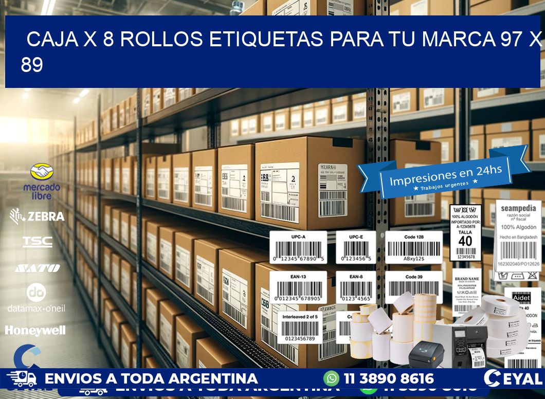 Caja X 8 Rollos Etiquetas para tu marca 97 x 89