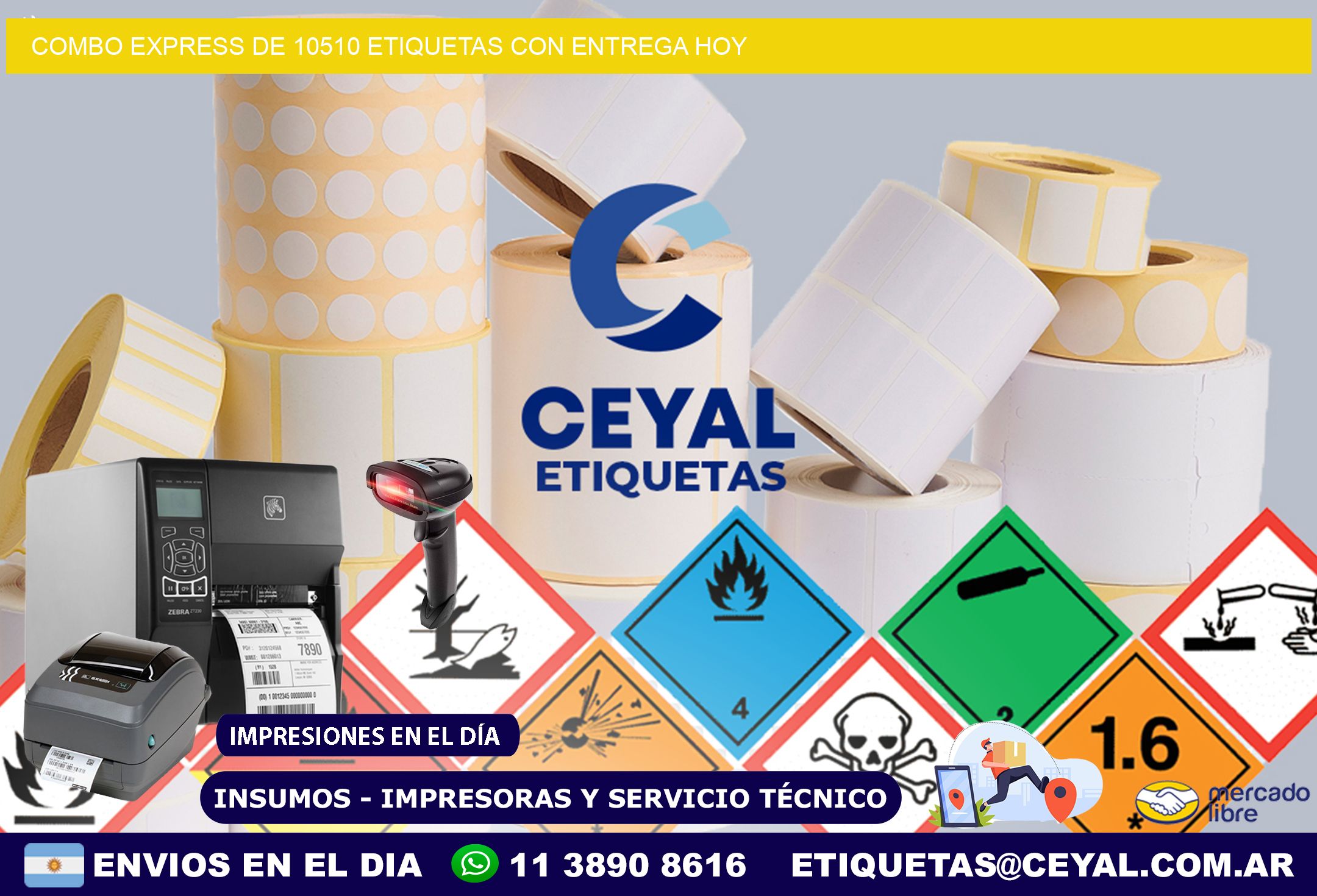 Combo express de 10510 etiquetas con entrega hoy