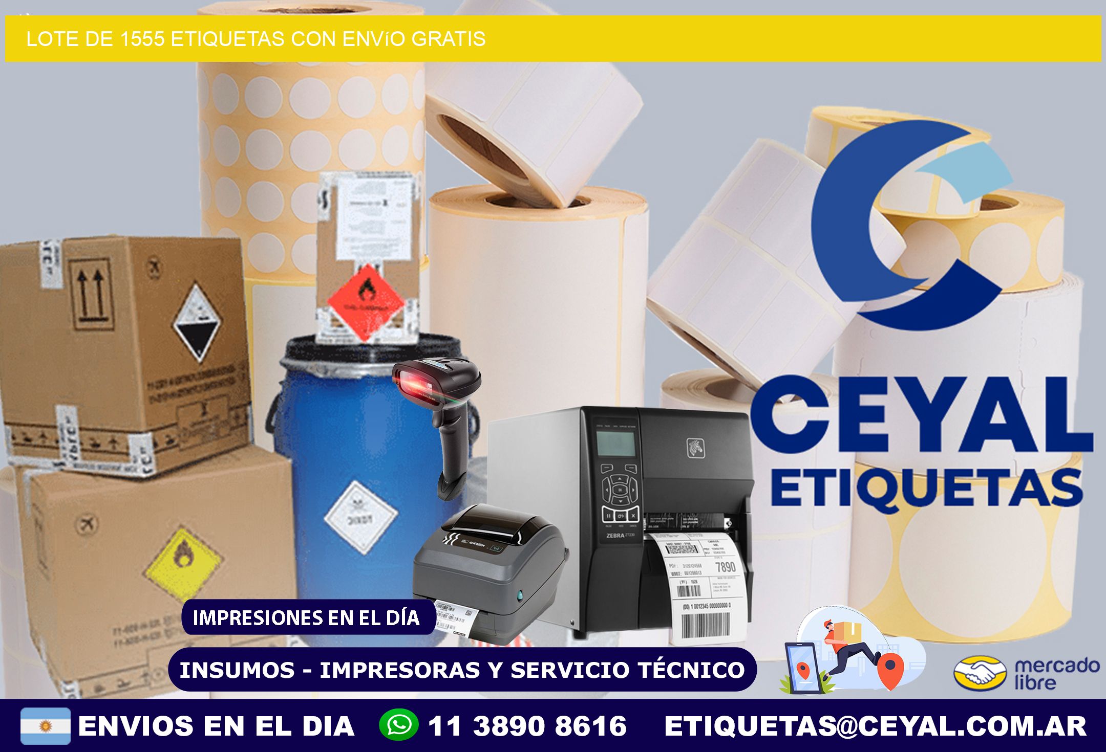 Lote de 1555 etiquetas con envío gratis
