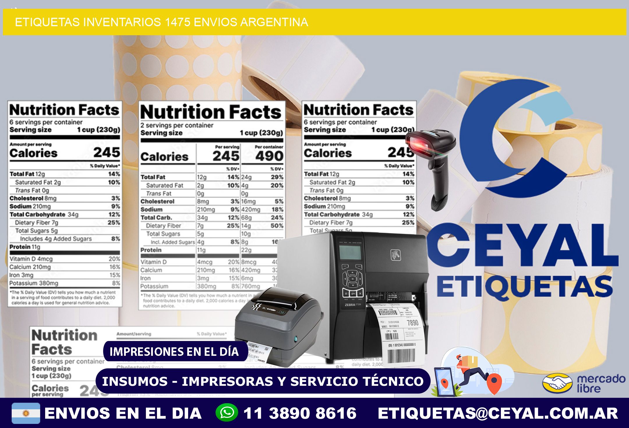 etiquetas inventarios 1475 ENVIOS ARGENTINA