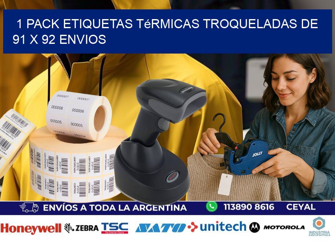 1 Pack etiquetas Térmicas Troqueladas De 91 x 92 ENVIOS