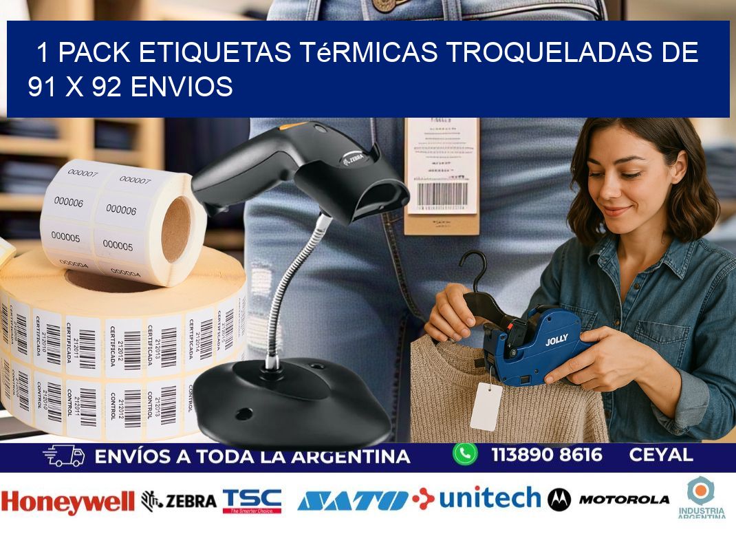 1 Pack etiquetas Térmicas Troqueladas De 91 x 92 ENVIOS