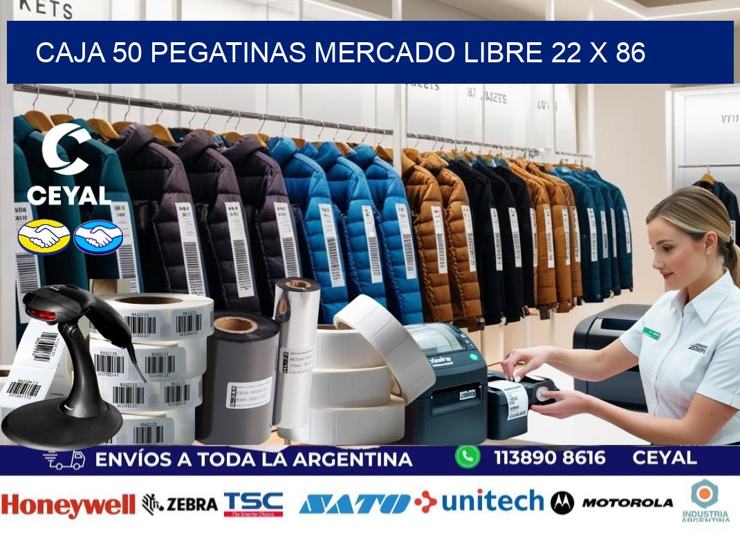 CAJA 50 PEGATINAS MERCADO LIBRE 22 x 86