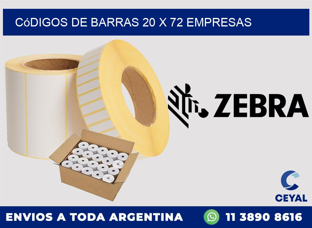 Códigos de Barras 20 x 72 empresas