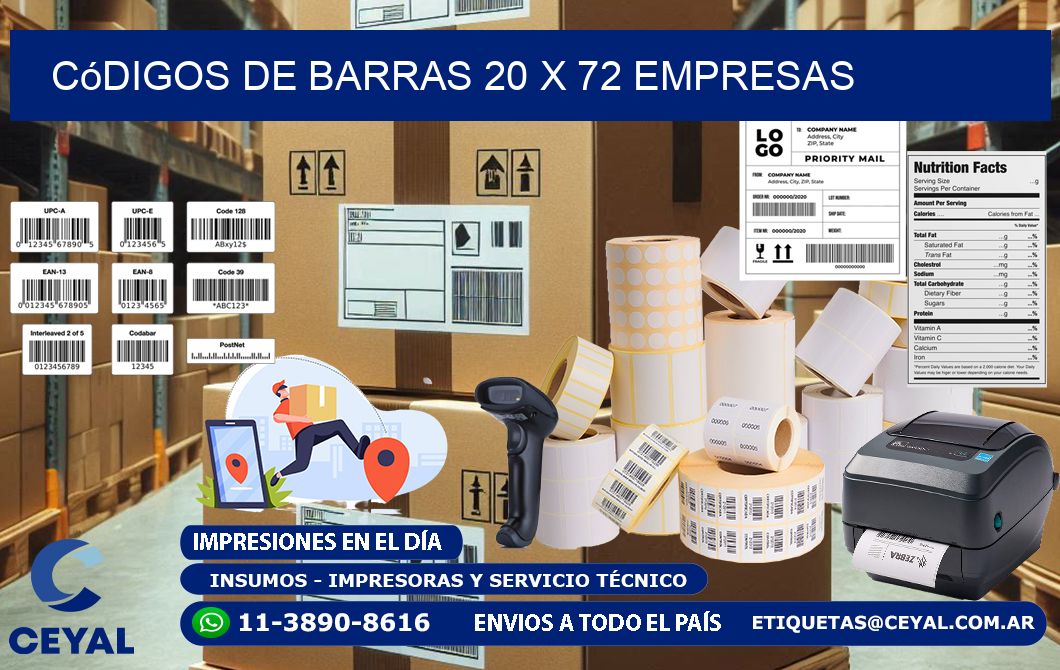 Códigos de Barras 20 x 72 empresas